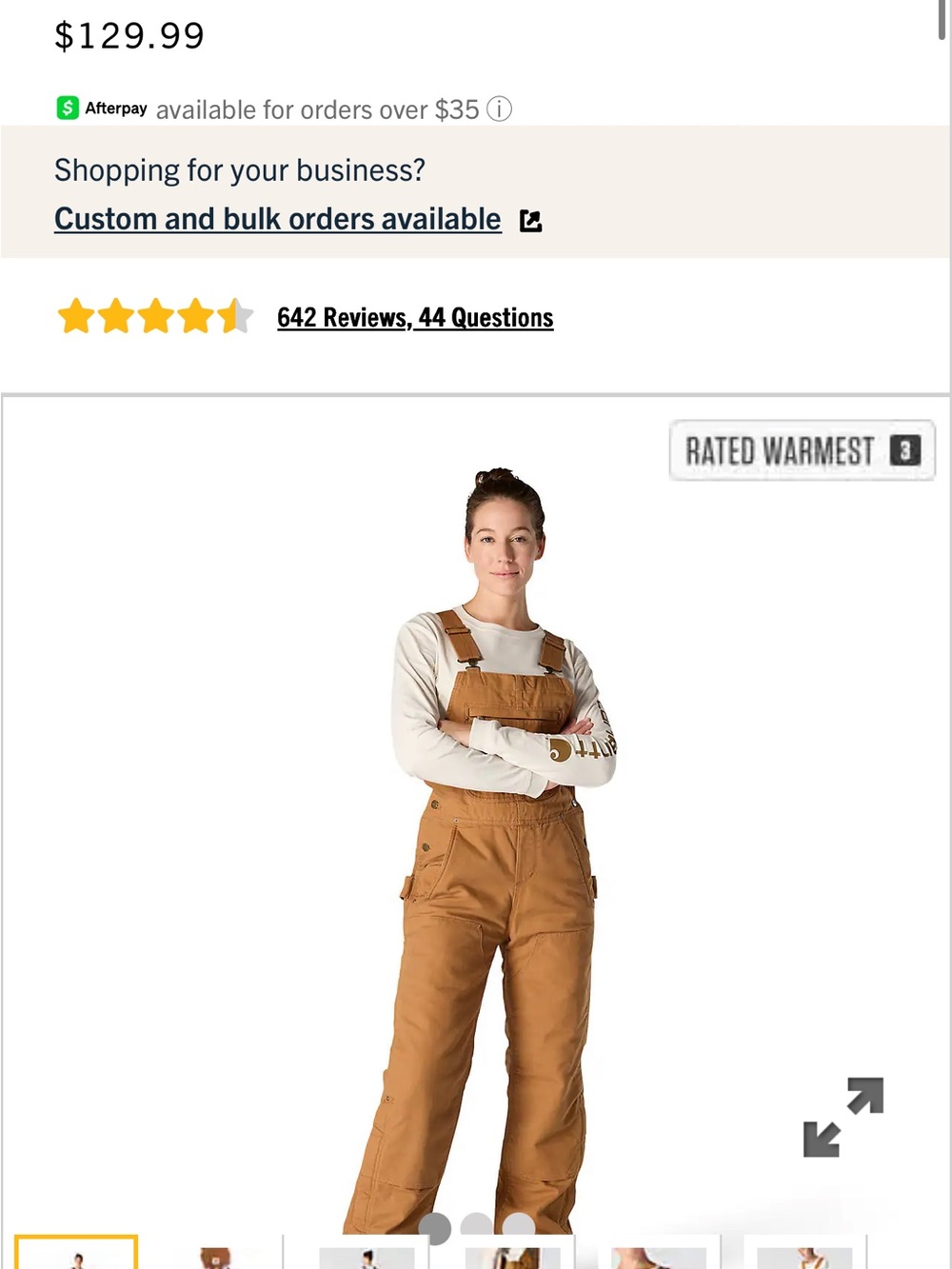 Carhartt Women’s Washed Duck Insulated Bib Overall - Picture 3 of 3